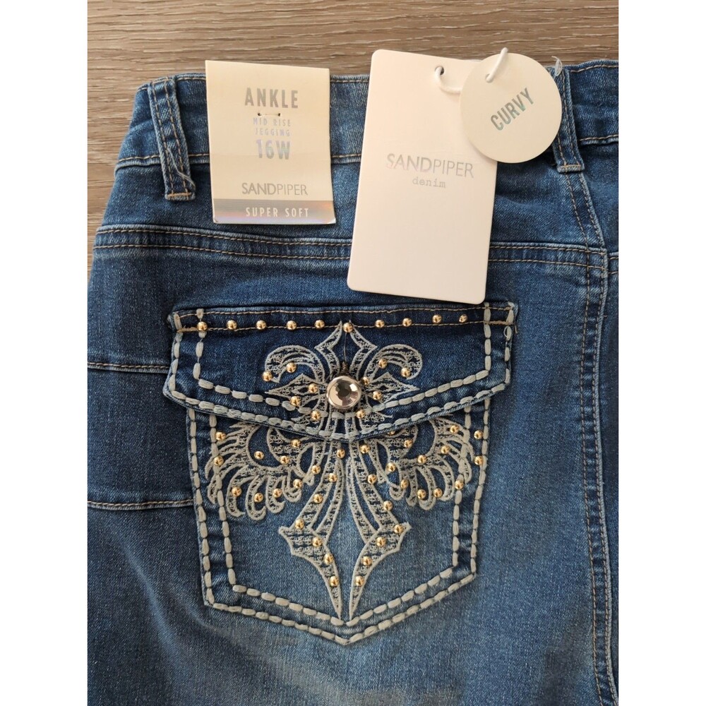 NWT SANDPIPER MEDIUM WASH DENIM STRETCH SUPER SOFT JEGGINGS WOMENS SIZE 16W NEW